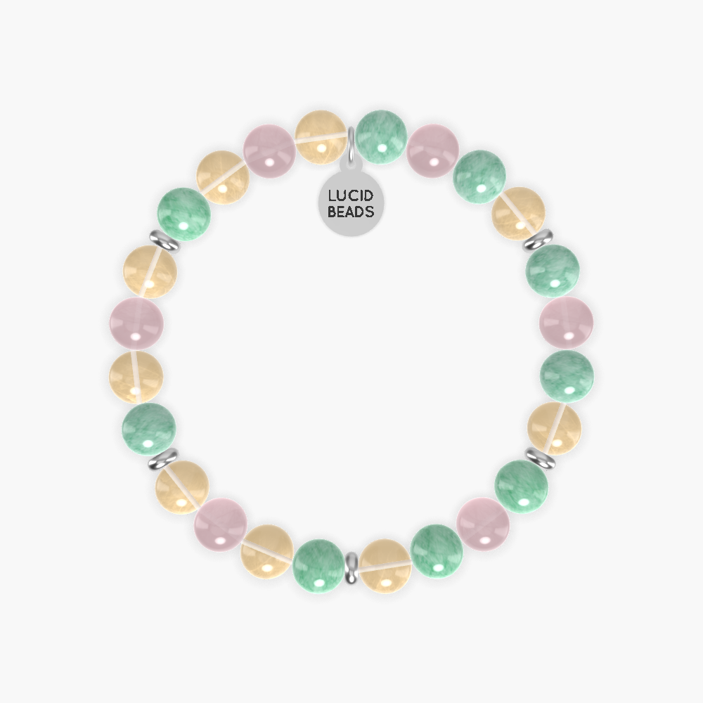 Citrine, Green Jade and Rose Quartz Bracelet