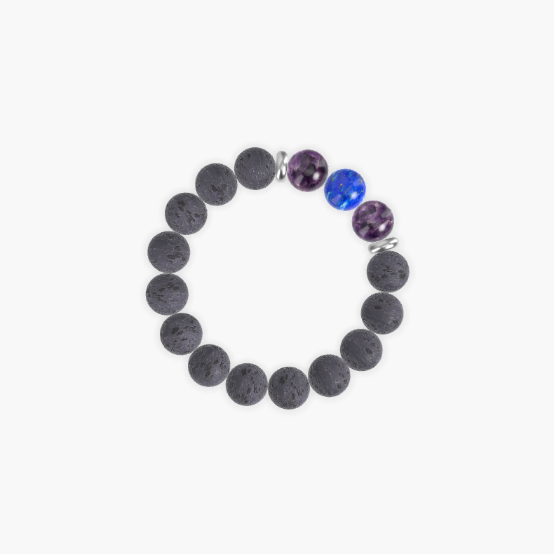 Lava Rock, Amethyst and Lapis Lazuli Bracelet