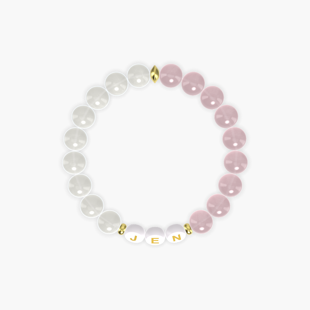 Rose Quartz and Moonstone Gemstone Bead Bracelet
