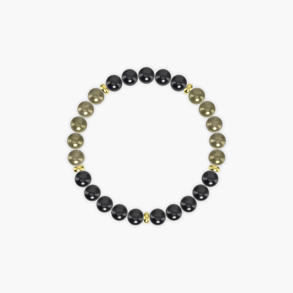 Black Tourmaline and Pyrite Bracelet