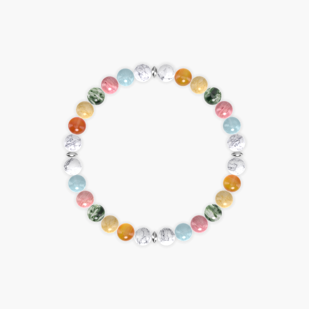 Howlite, Aquamarine, Rhodonite and more Gemstone Bracelet