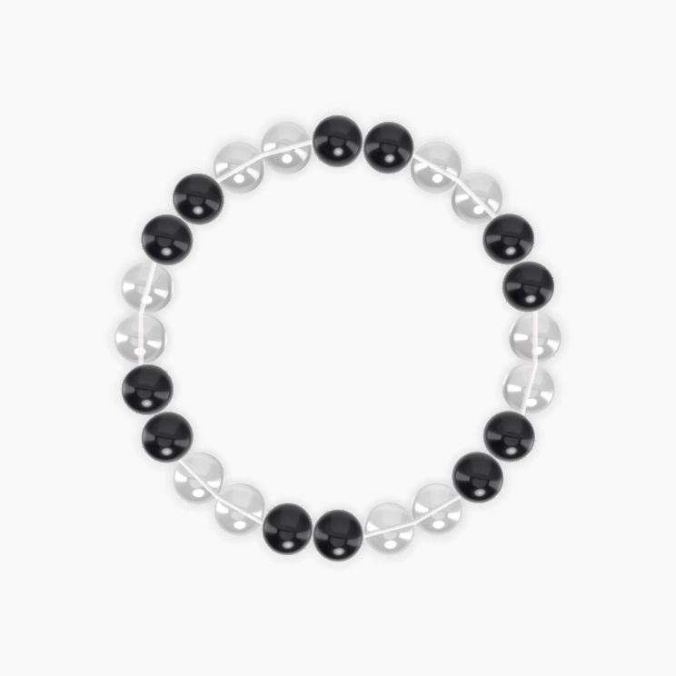 Black Obsidian and Clear Quartz Bracelet