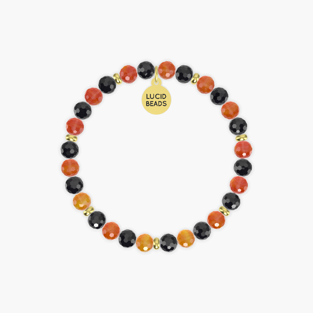 Black Tourmaline and Carnelian Bracelet