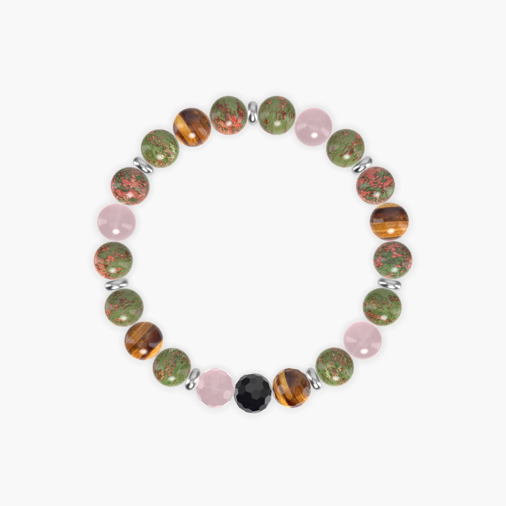 Unakite, Tiger Eye, Rose Quartz and more Gemstone Bracelet