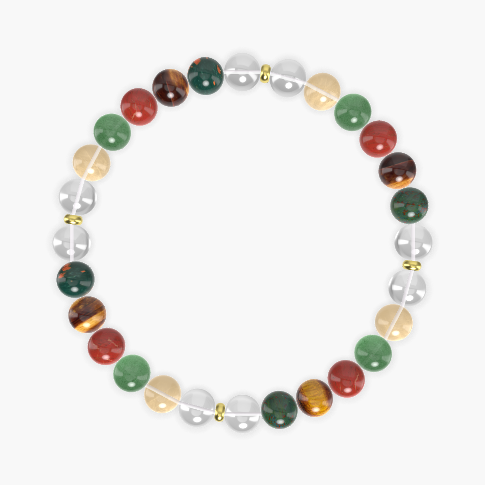 Clear Quartz, Bloodstone, Tiger Eye and more Gemstone Bracelet