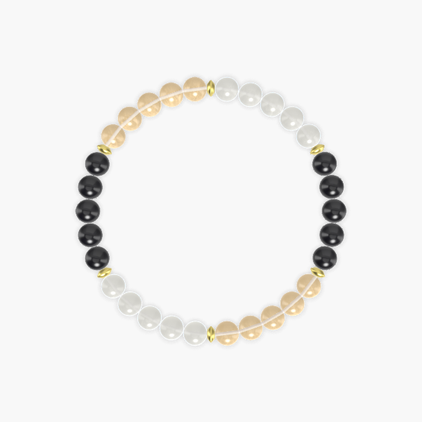 Citrine, Black Tourmaline and Moonstone Bracelet