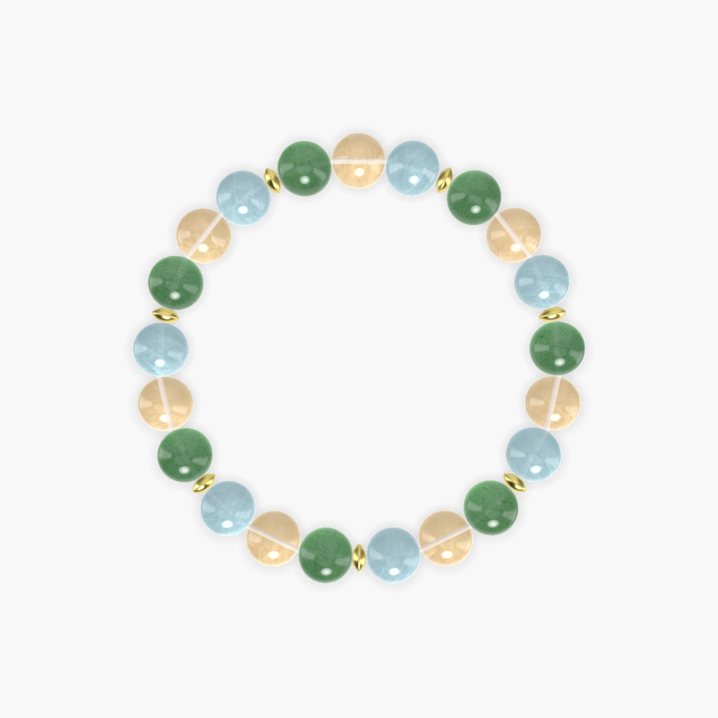 Aquamarine, Citrine, and Green Aventurine Gemstone Bracelet