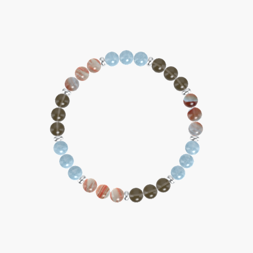 Smoky Quartz, Aquamarine and Sardonyx Bracelet