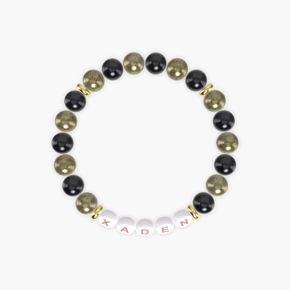 Black Obsidian and Pyrite Bracelet