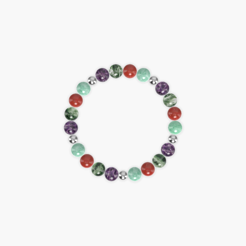 Green Jade, Red Jasper, Moss Agate and more Gemstone Bracelet
