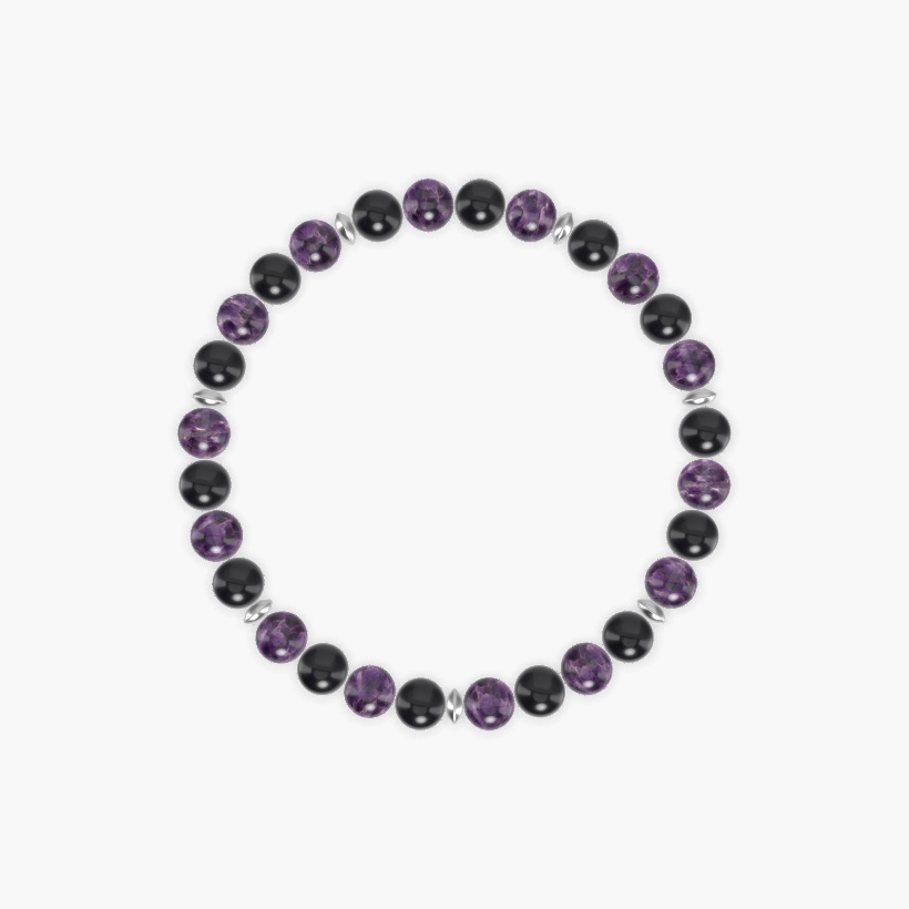 Amethyst and Black Obsidian Bracelet