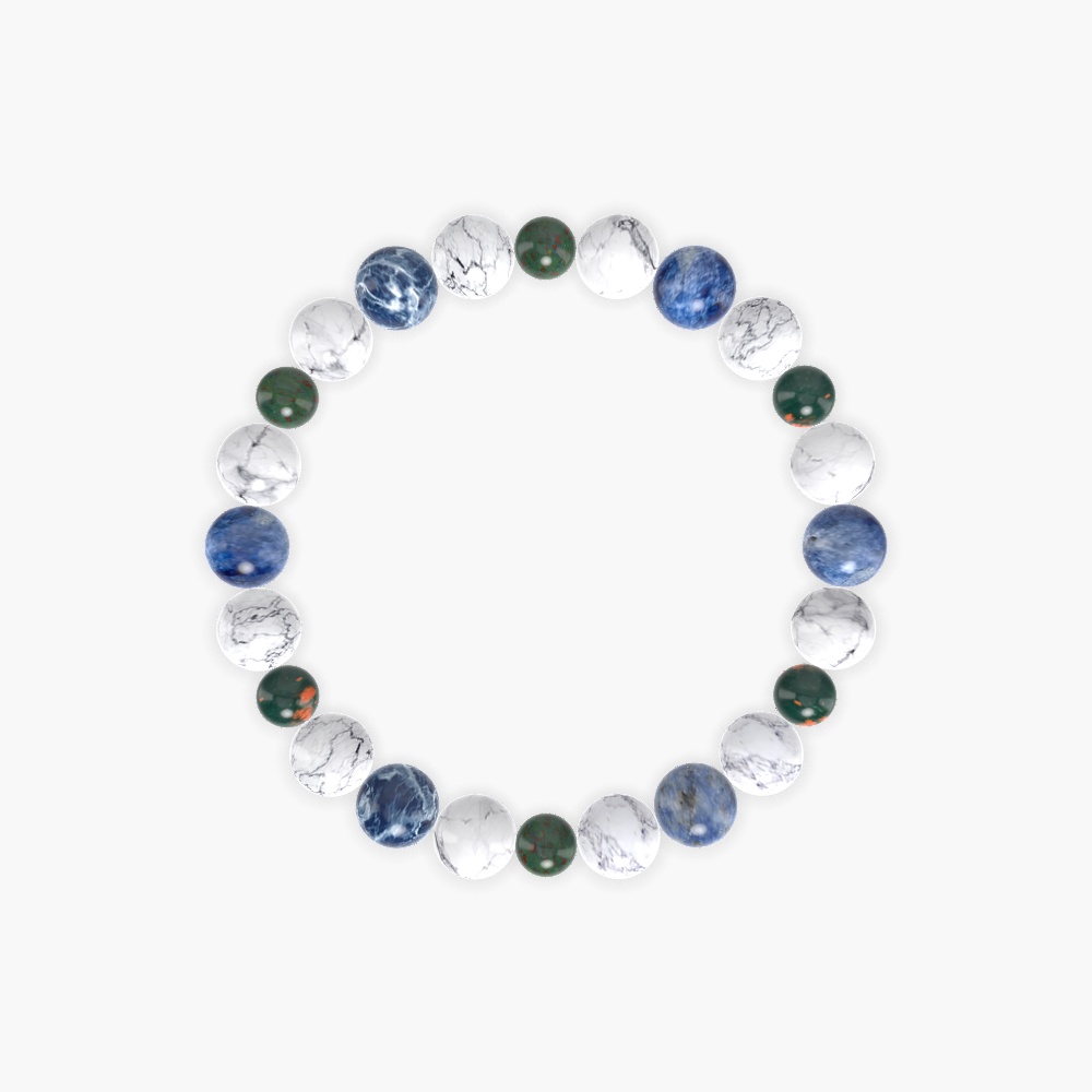 Howlite, Bloodstone and Sodalite Bracelet