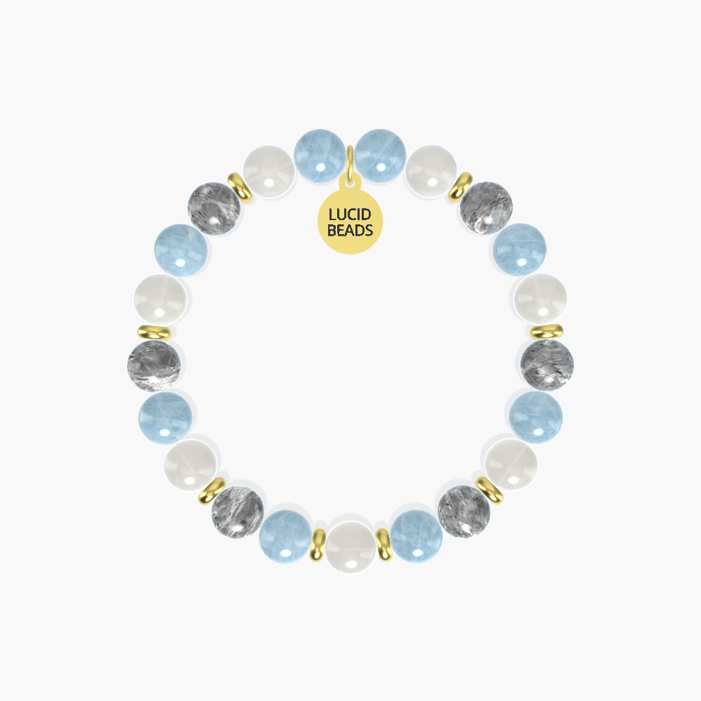 Happy New Year - Aquamarine, Moonstone and Labradorite Bracelet