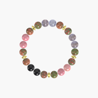 Unakite, Rhodonite, Blue Lace Agate and More Gemstone Bracelet