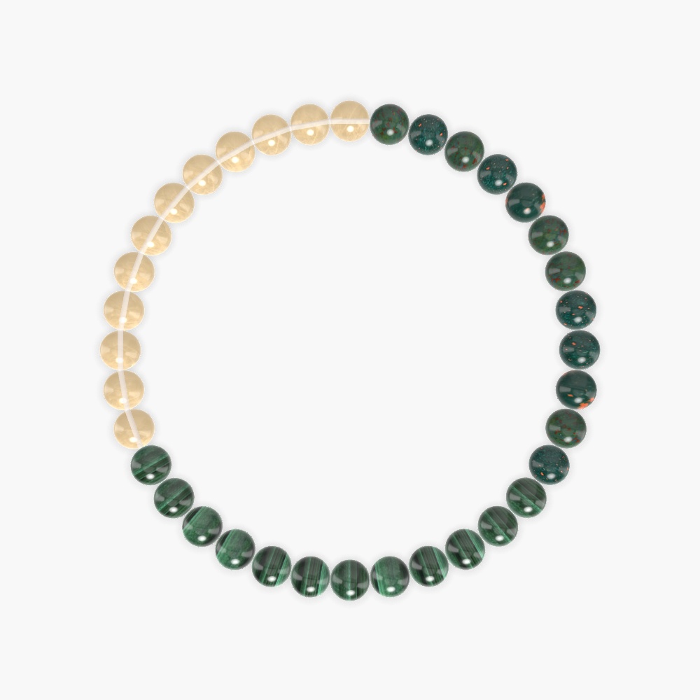 Malachite, Bloodstone and Citrine Bracelet