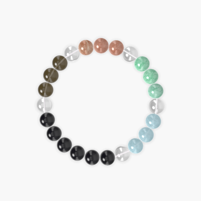 Black Obsidian, Clear Quartz, Aquamarine and more Gemstone Bracelet