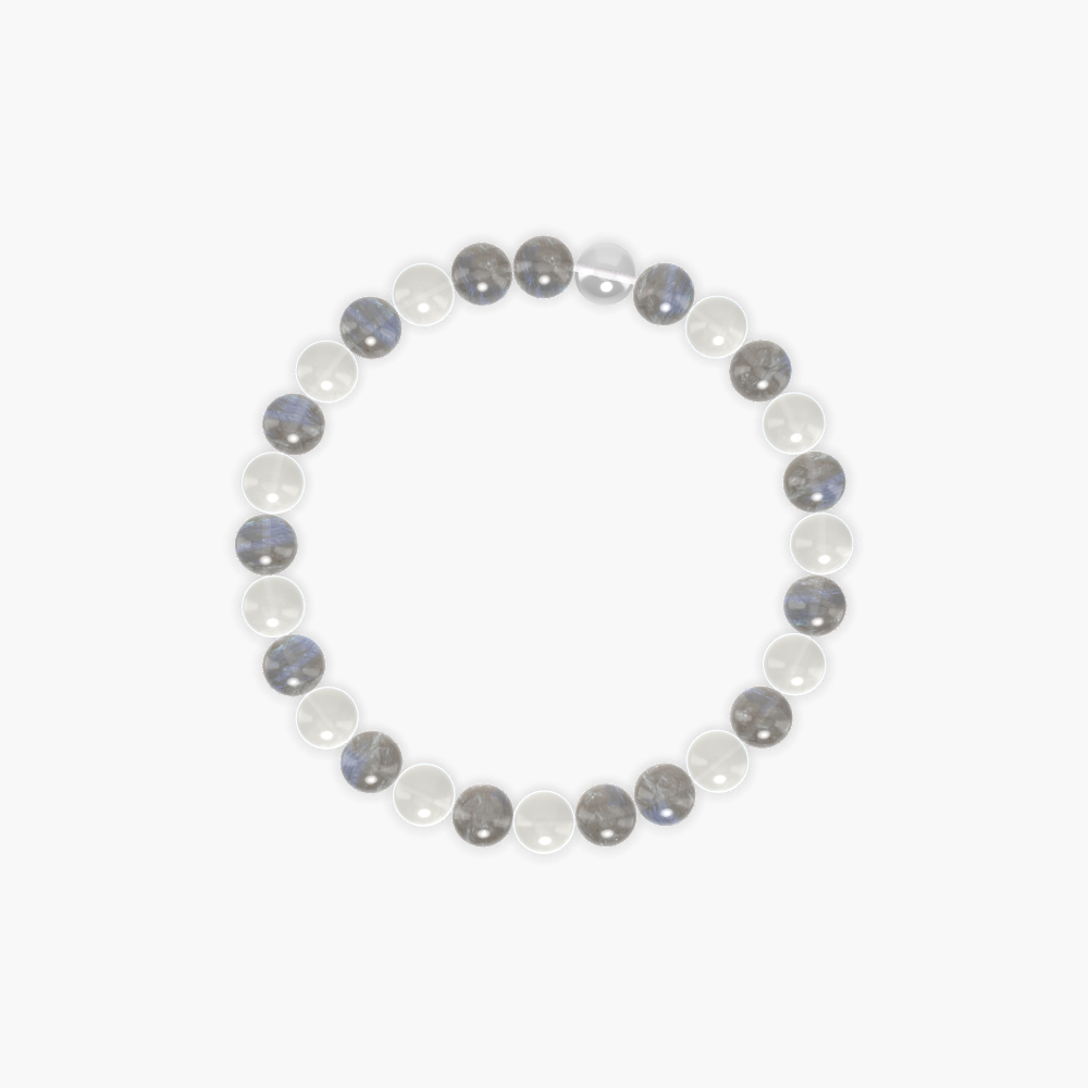 Labradorite, Moonstone and Clear Quartz Bracelet