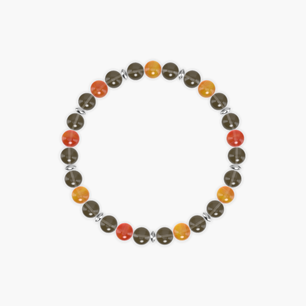 Smoky Quartz and Carnelian Bracelet