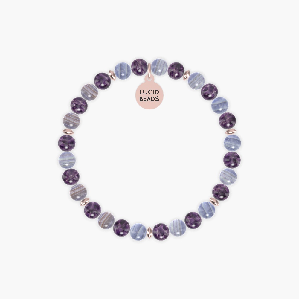 Serenity Focus - Amethyst and Blue Lace Agate Bracelet