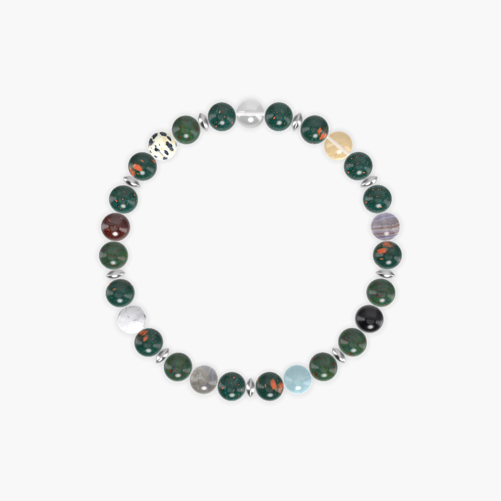 Bloodstone, Aquamarine, Black Obsidian and More Gemstone Bracelet