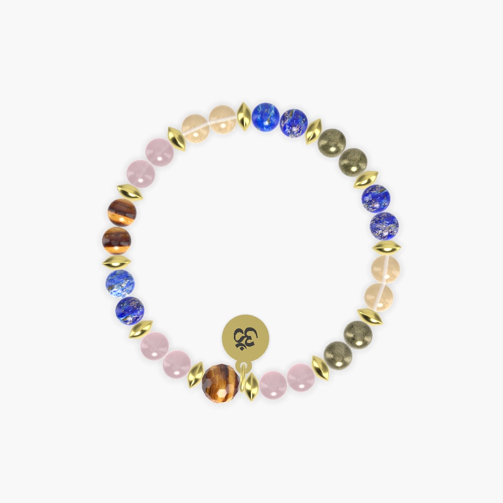 Rose Quartz, Lapis Lazuli, Pyrite and more Gemstone Bracelet