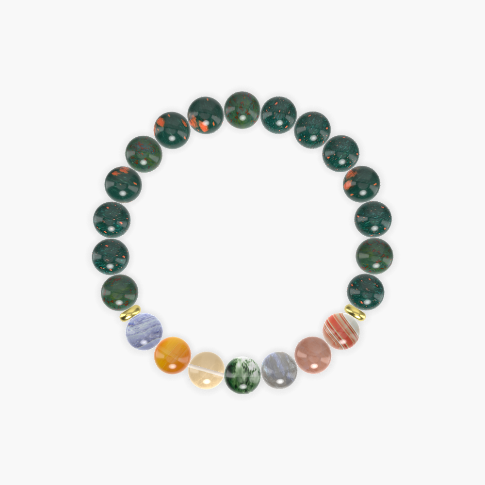 Bloodstone, Moss Agate, Labradorite and more Gemstone Bracelet