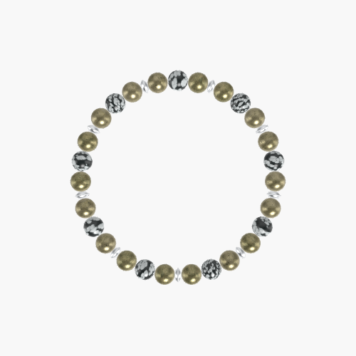 Pyrite and Snowflake Obsidian Bracelet