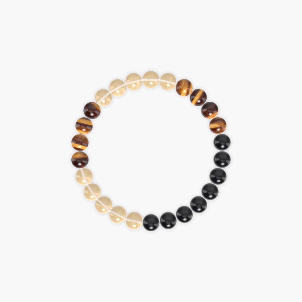 Citrine, Black Obsidian and Tiger Eye Bracelet