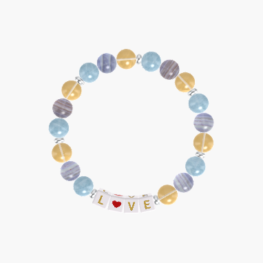 Citrine, Blue Lace Agate and Aquamarine Bracelet