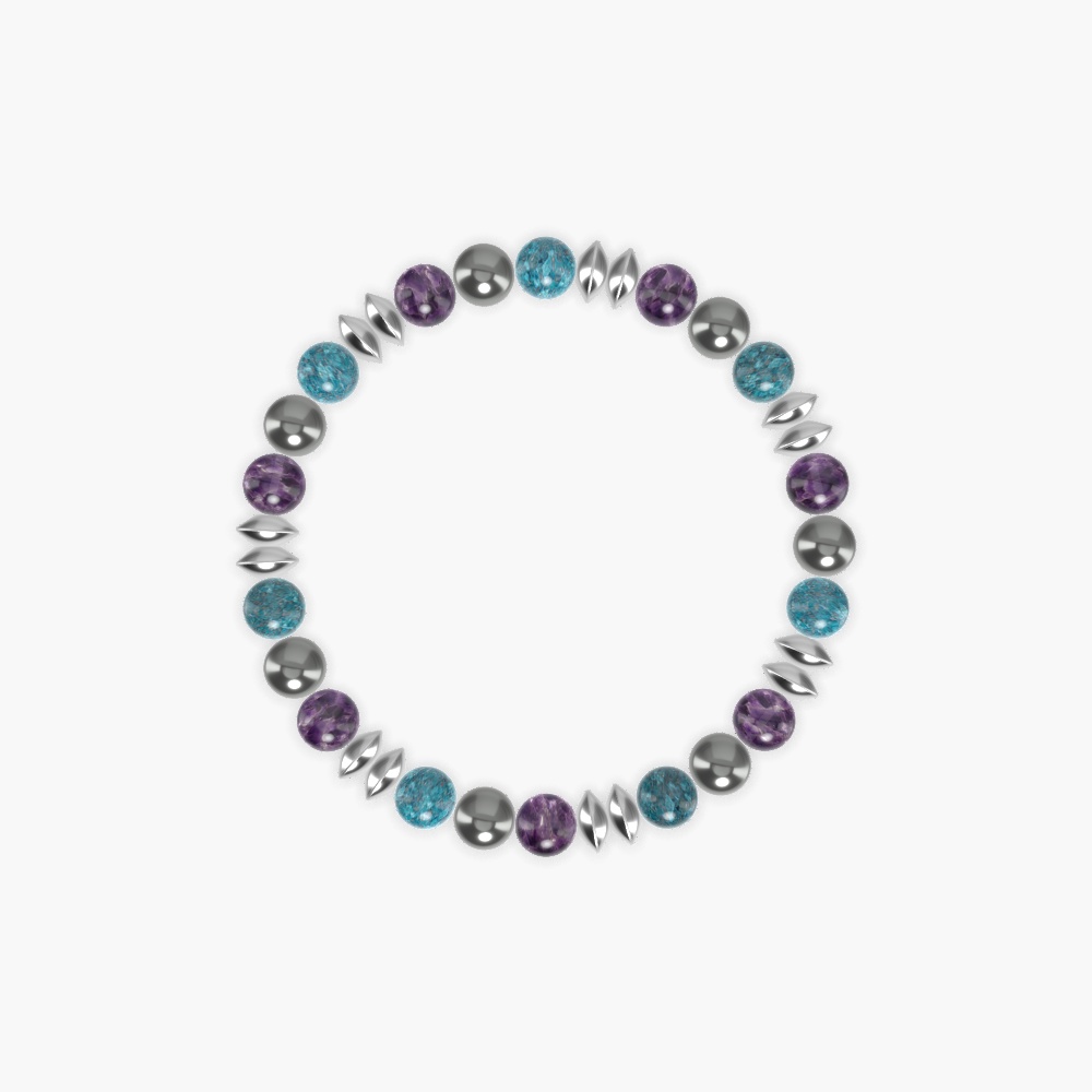 Amethyst, Apatite and Hematite Bracelet