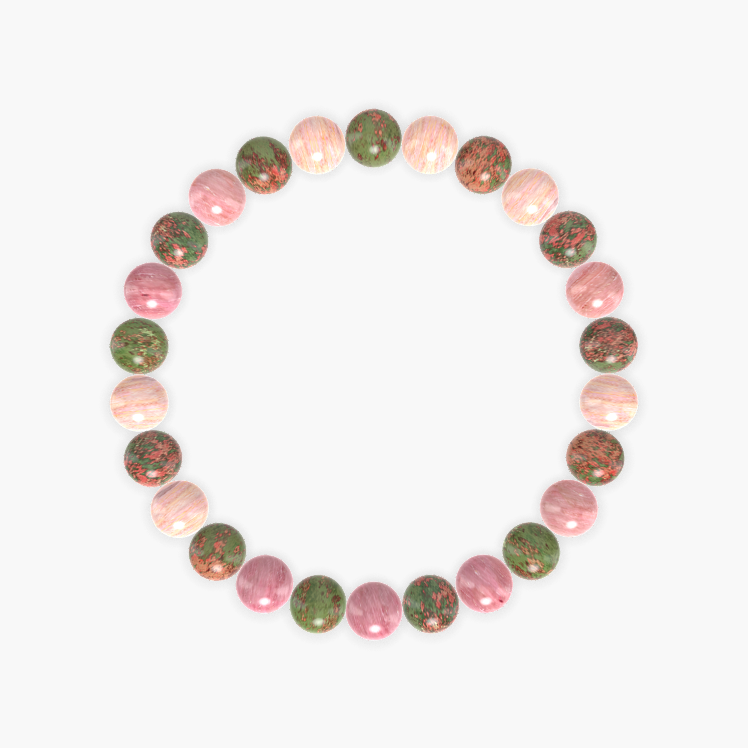 Rhodonite and Unakite Bracelet