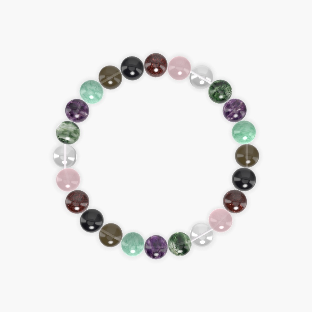 Amethyst, Moss Agate, Clear Quartz and more Gemstone Bracelet