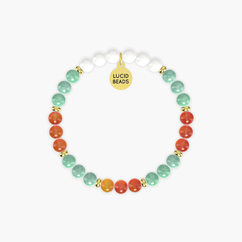 Green Jade, Carnelian and White Jade Bracelet