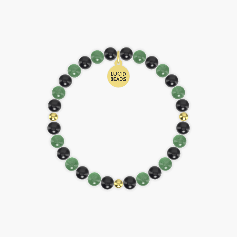 Black Obsidian and Aventurine Bracelet