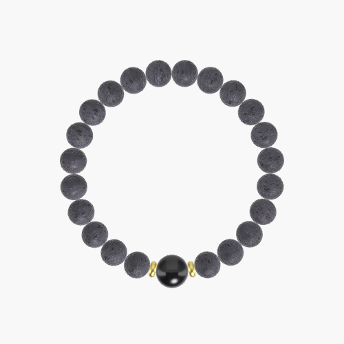 Lava Rock and Black Tourmaline Bracelet