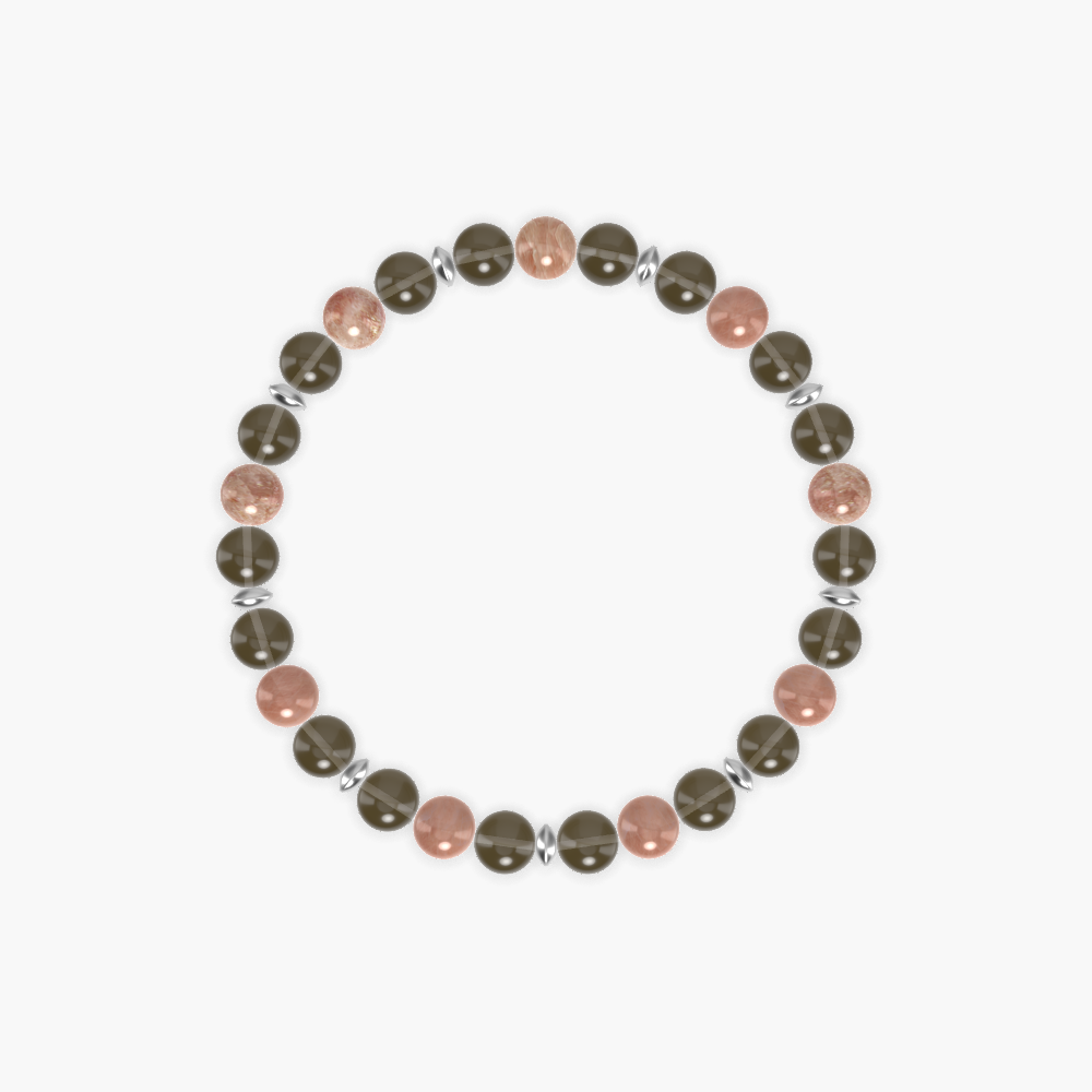 Smoky Quartz and Sunstone Bracelet