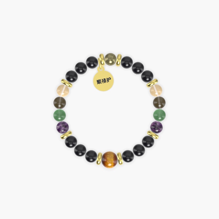 Black Obsidian, Amethyst, Aventurine and more Gemstone Bracelet