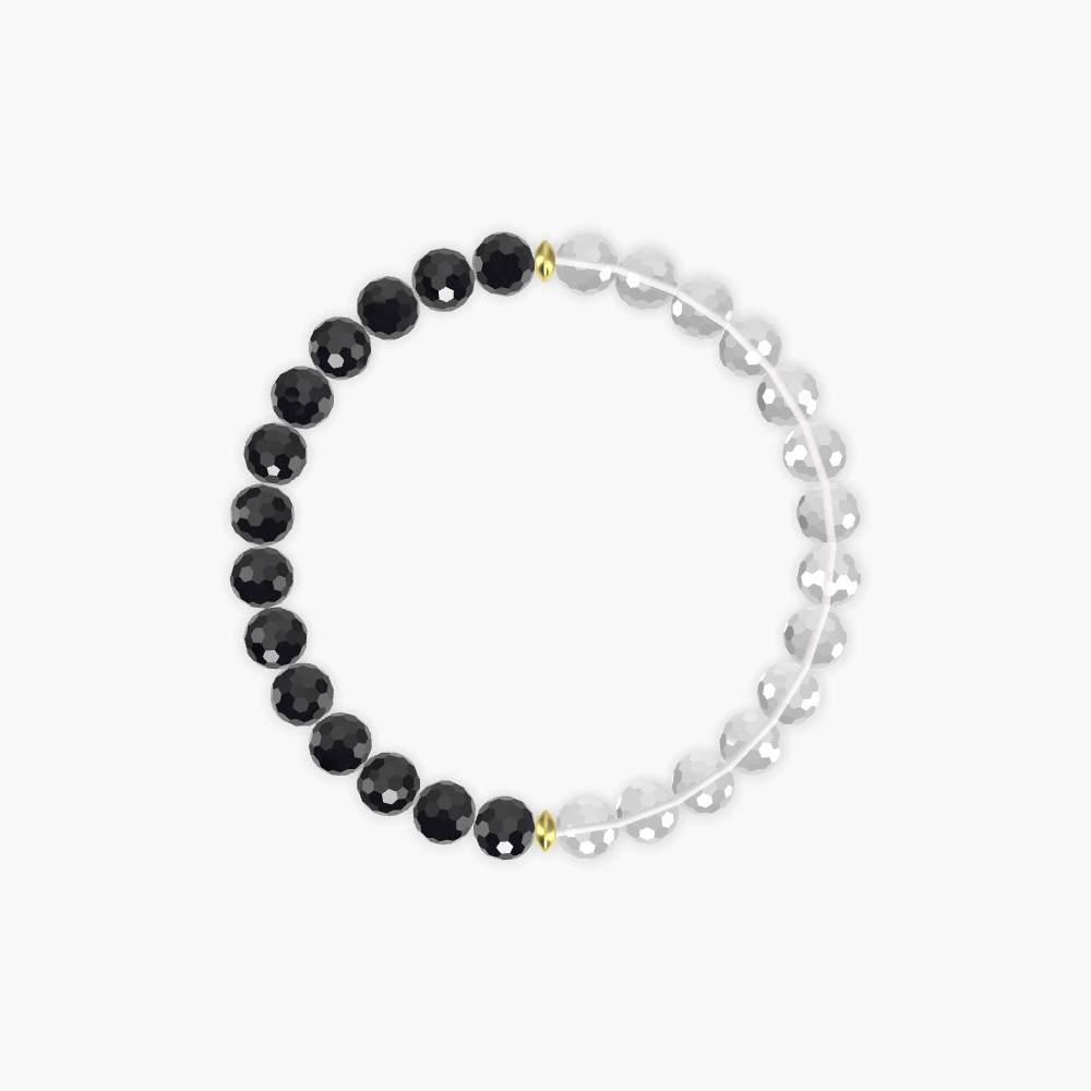 Clear Quartz and Black Tourmaline Bracelet