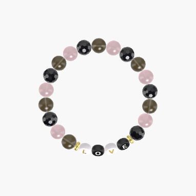 Black Tourmaline, Rose Quartz and Smoky Quartz Bracelet