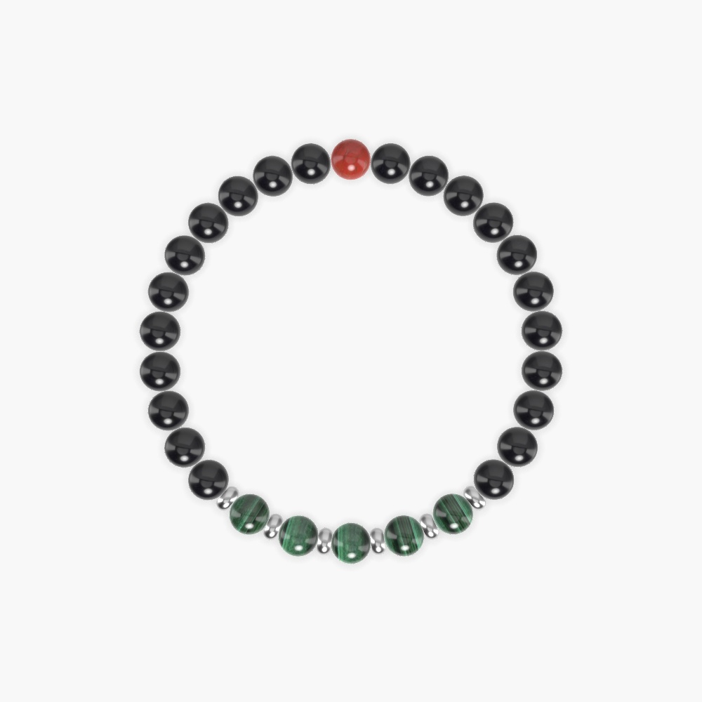 Black Tourmaline, Malachite and Red Jasper Bracelet