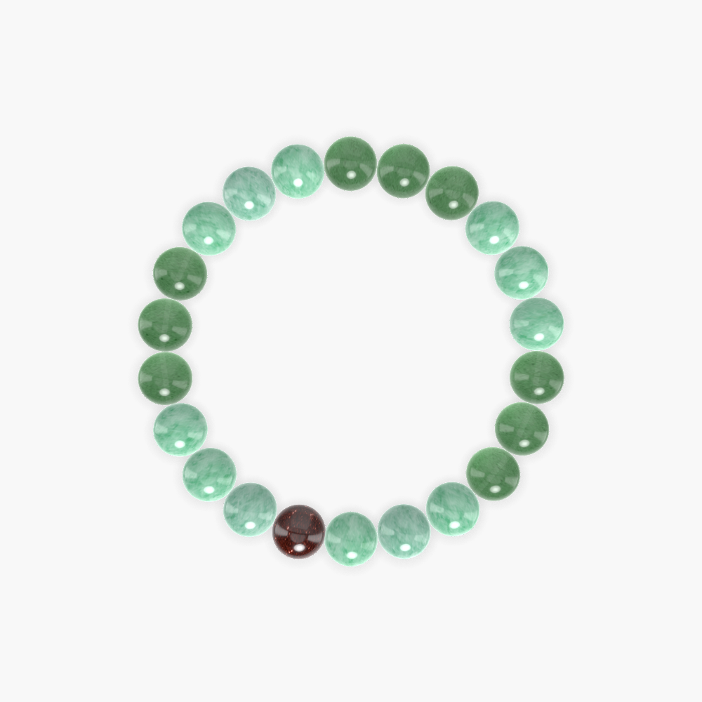 Green Jade, Aventurine and Garnet Bracelet