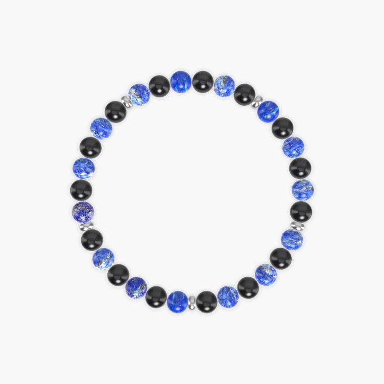 Black Tourmaline and Lapis Lazuli Bracelet