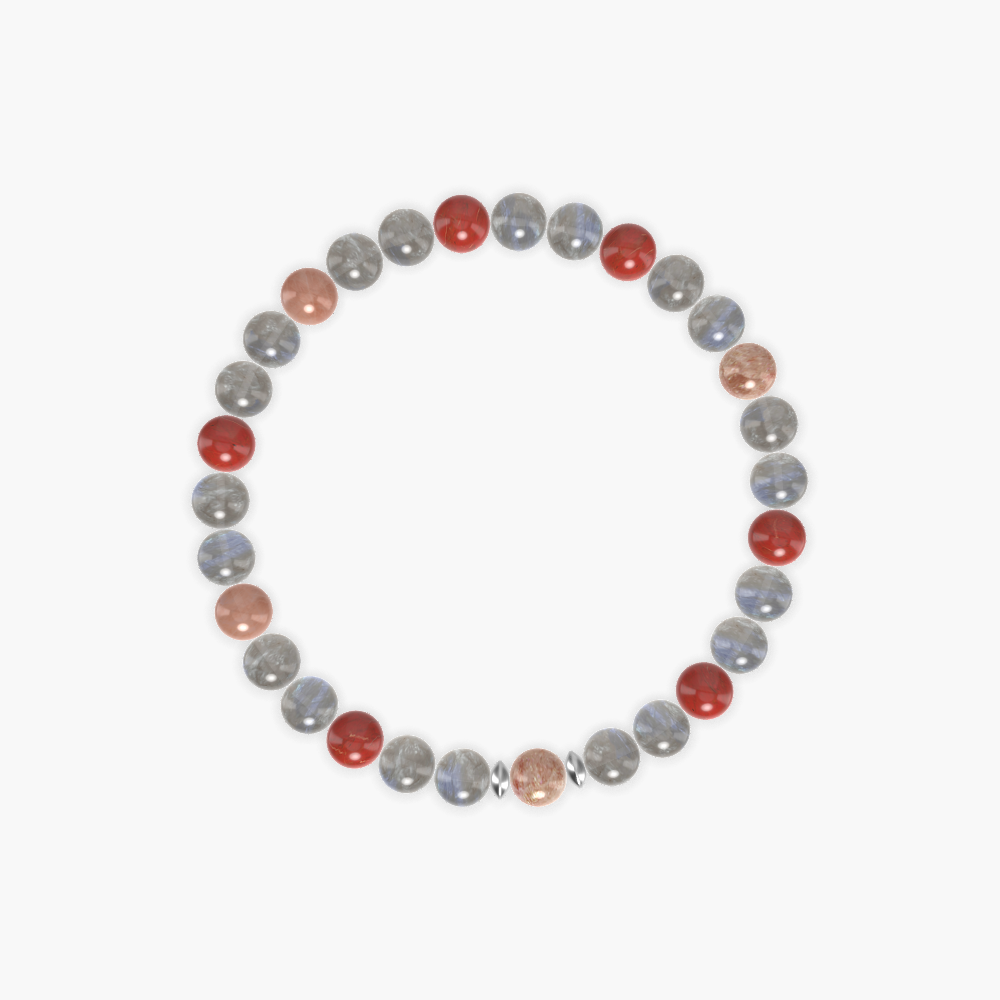 Labradorite, Red Jasper and Sunstone Bracelet