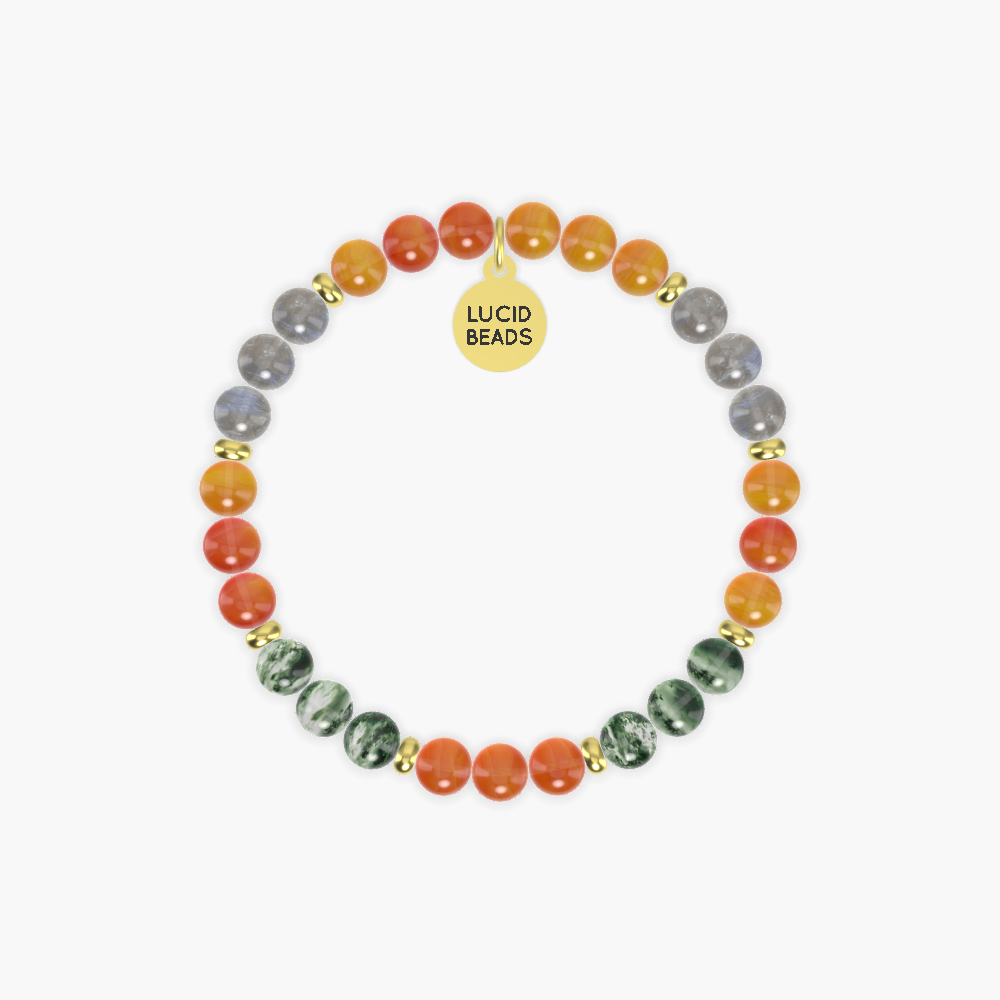 Carnelian, Moss Agate and Labradorite Bracelet