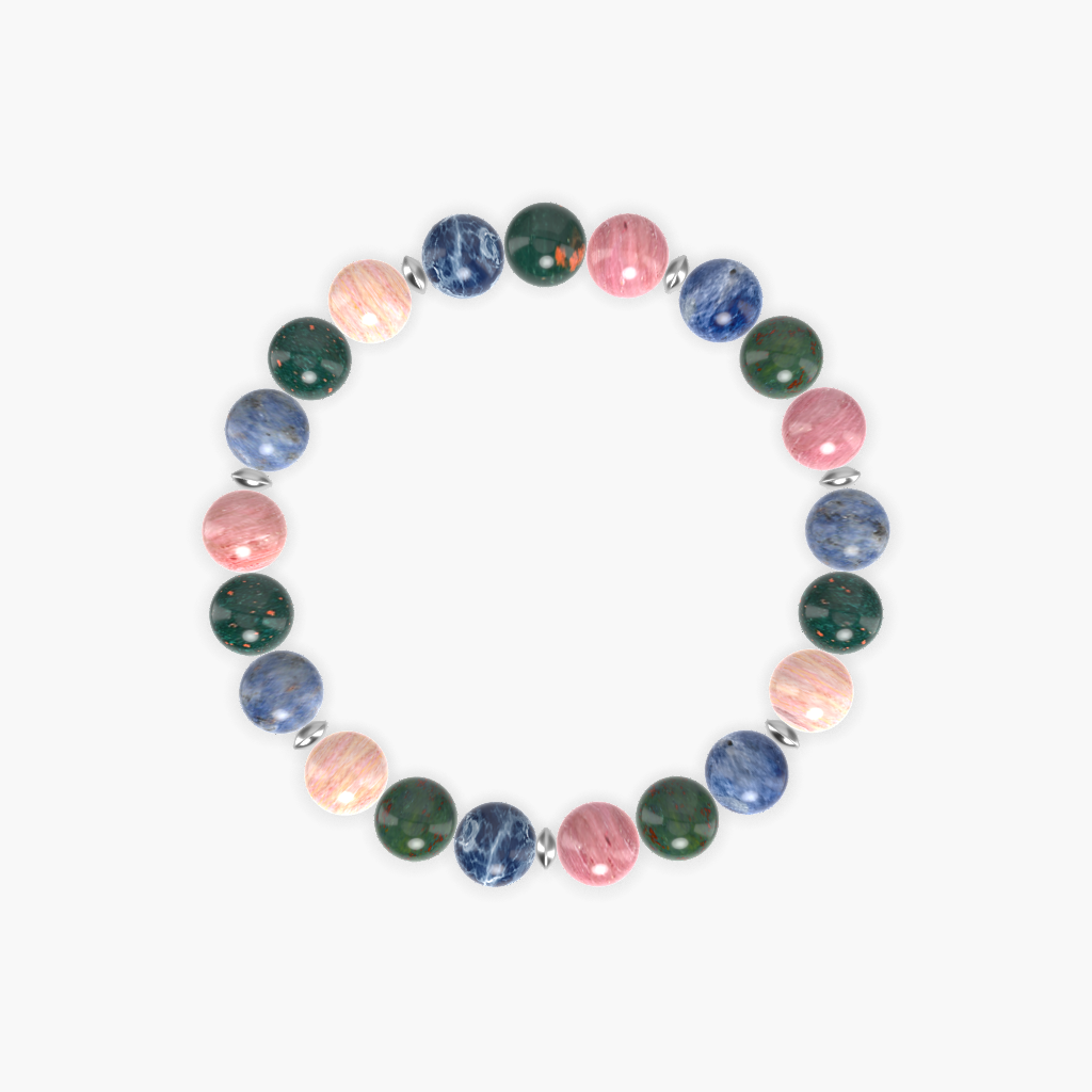 Rhodonite, Bloodstone and Sodalite Bracelet