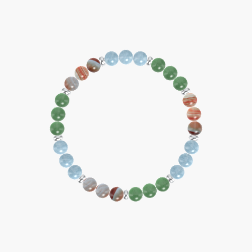 Aventurine, Aquamarine and Sardonyx Bracelet