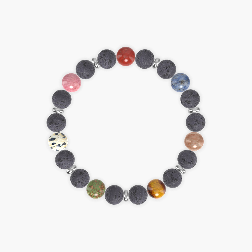 Lava Rock, Tiger Eye, Sunstone and more Gemstone Bracelet