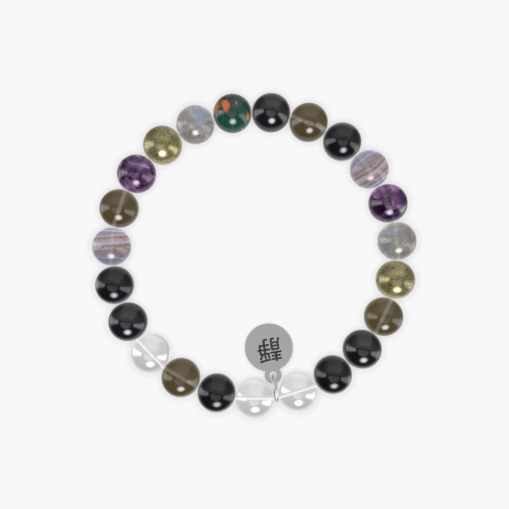 Black Obsidian, Smoky Quartz, Clear Quartz and more Gemstone Bracelet