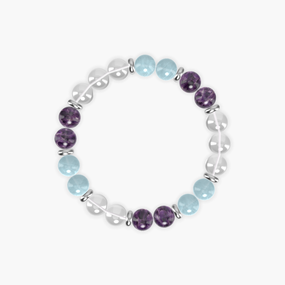 Clear Quartz, Amethyst and Aquamarine Bracelet