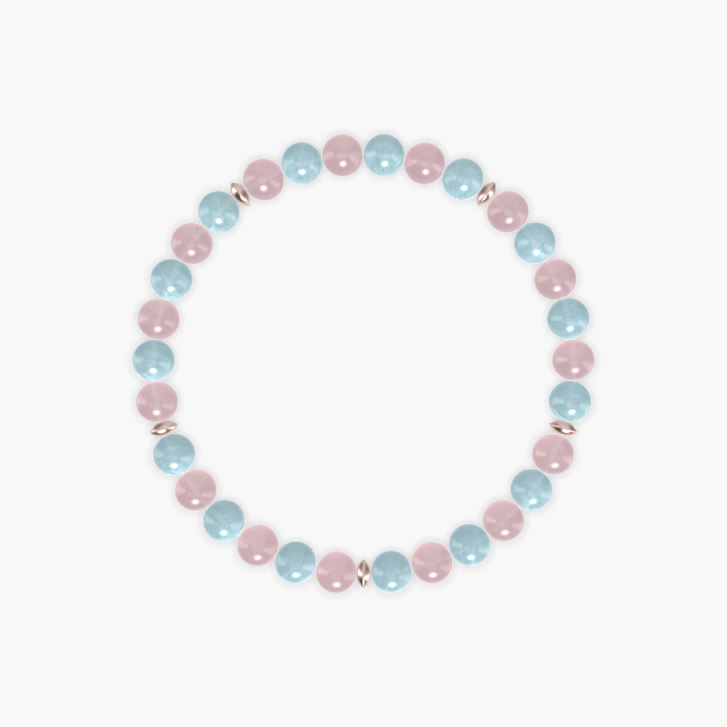 Aquamarine and Rose Quartz Bracelet
